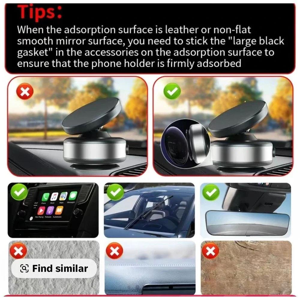 Universal Magnetic Car‎ Phone Mount Holder USB Charging 360 Rotation